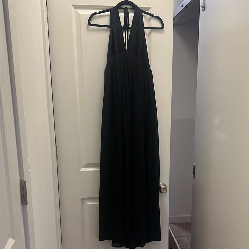 Elegant Black Halter Dress